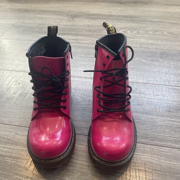 Doc Martens 1460 J Acid Pink 8 Hole Patent Leather Combat Boots Dr Sz US 3 - Picture 2 of 5